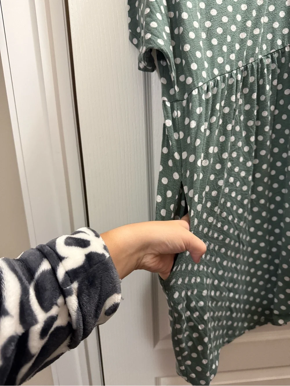Women Green Polka Dot Short Sleeve Dress